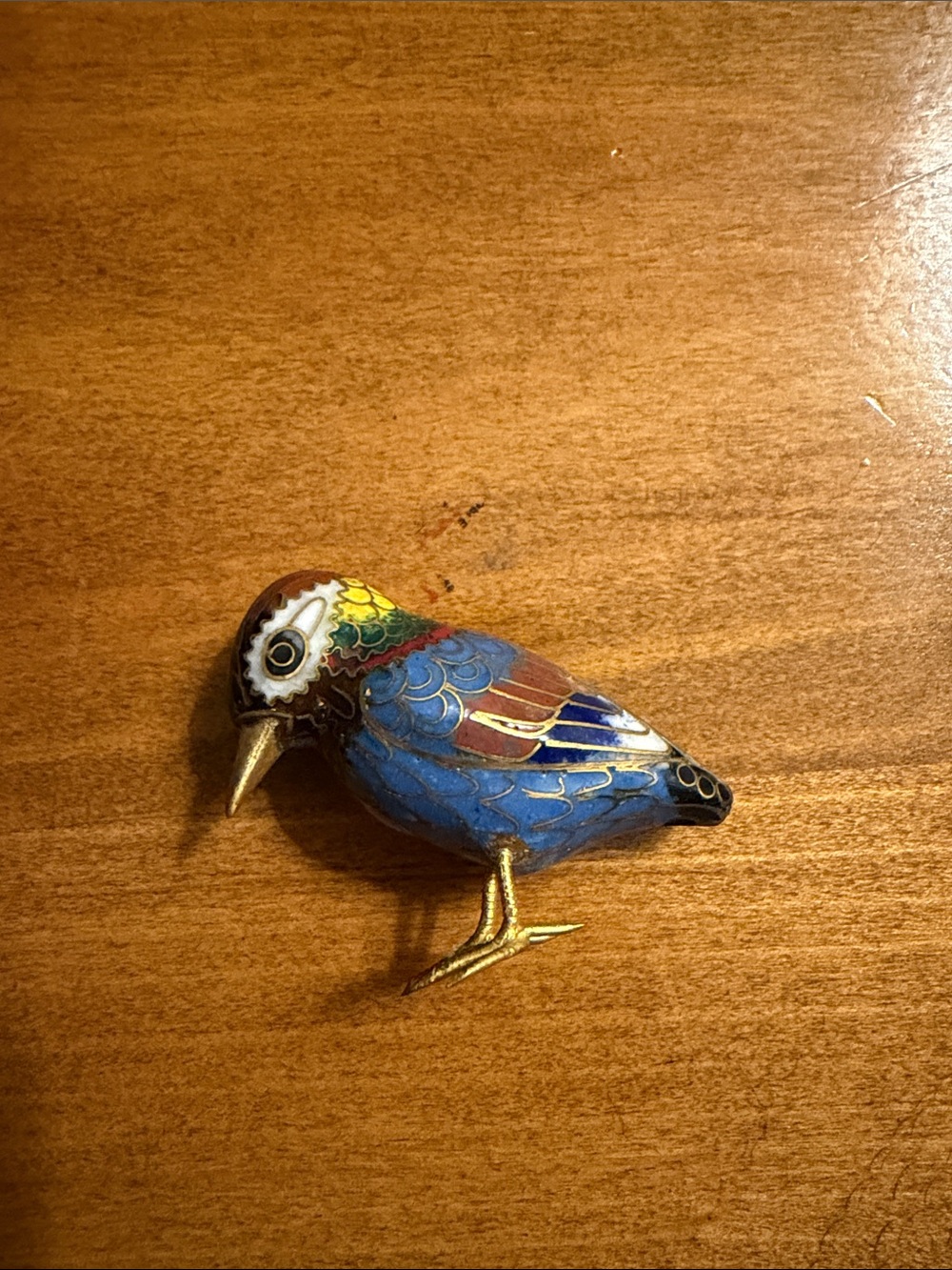 Colorful Asian  Cloisonné Bird Figurine - VINTAGE